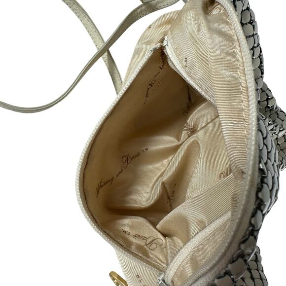 Vintage Whiting and Davis Mesh Evening Crossbody Cream Color Handbag Purse Bag - Picture 9 of 16